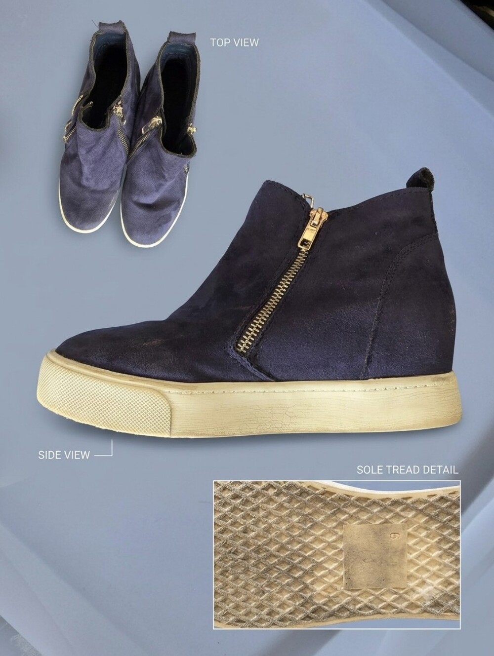 Soda Navy High-Top Suede Sneakers with Side Zips